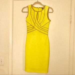 Body hugging yellow office dress